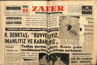 Zafer Gazetesi - 4 Ocak 1964 - Denktaş Kuvvetliyiz İmanlıyız Ve Kararlıyız GZ110707 - 1