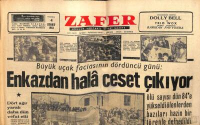 Zafer Gazetesi - 4 Şubat 1963 - Uçak Enkazından Hala Ceset Çıkıyor GZ110689 - 1