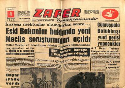 Zafer Gazetesi - 4 Temmuz 1962 - Celal Bayar İfade Verdi GZ110559 - 1