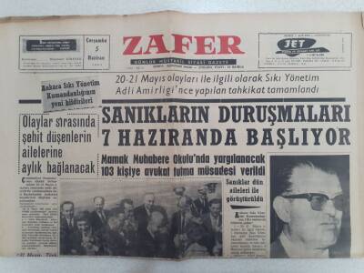 Zafer Gazetesi - 5 Haziran 1963 - 20-21 Mayıs Olaylarının Sanıklarının Duruşmaları 7 Haziranda Başlıyor GZ112393 - 1