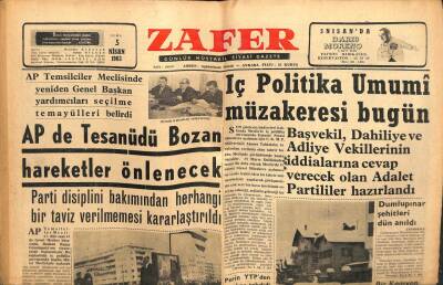 Zafer Gazetesi - 5 Nisan 1963 - İç Politika Umumi Müzakeresi Bugün GZ110691 - 1