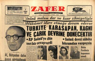 Zafer Gazetesi - 5 Şubat 1963 - Türkiye Karasapan Devrine Dönecektir GZ110688 - 1
