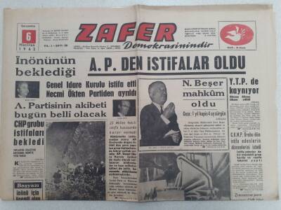 Zafer Gazetesi - 6 Haziran 1962 - Nuri Beşer Mahkum Oldu GZ112429 - 1