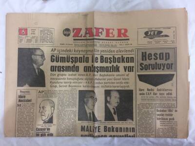 Zafer Gazetesi 6 Nisan 1962 - Gümüşpala İle Başbakan Arasında Anlaşmazlık Var GZ73124 - 1