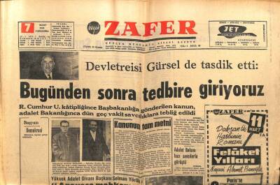 Zafer Gazetesi - 7 Mart 1962 - Bugünden Sonra Tedbire Giriyoruz GZ110670 - 1