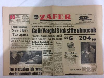 Zafer Gazetesi 8 Şubat 1962 - Tıp Mezunları Bir Sene Devlet Emrinde Olacak GZ73081 - 1