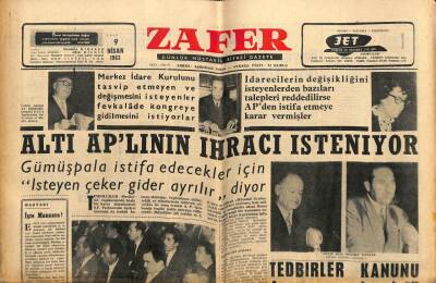 Zafer Gazetesi - 9 Nisan 1963 - Yahya Uras Kefaletle Tahliye Edildi GZ110415 - 1