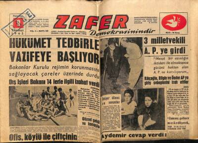 Zafer Gazetesi 9 Temmuz 1962 - Hükümet Tedbirle Göreve Başlıyor GZ66058 - 1