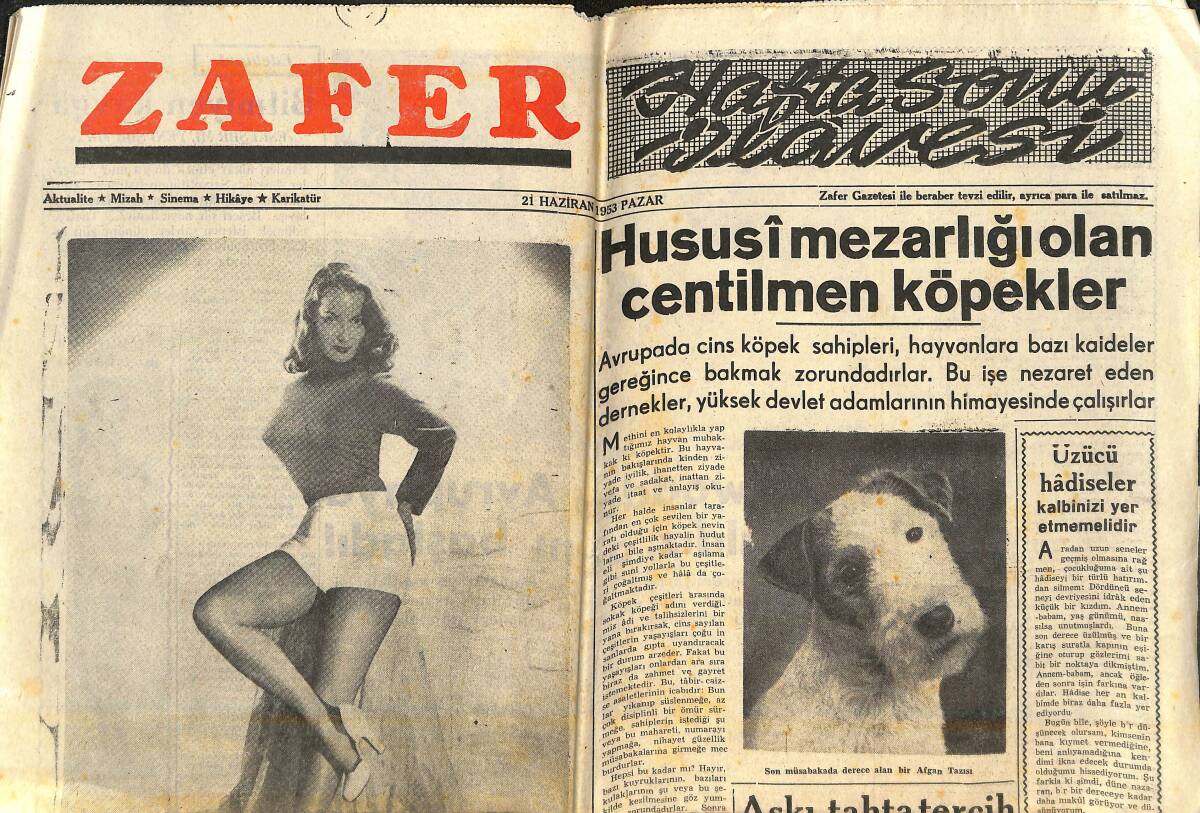 Zafer Gazetesi Haftasonu Eki 21 Haziran 1953 - Cinerama Holivud'u Kurtarabilecek Mi ? GZ142017 - 1