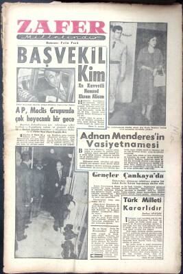 Zafer Milletindir Gazetesi 4 Kasım 1961 - Adnan Menderesin Vasiyetnamesi, Suad Hayri Ürgüplü GZ122375 - 1