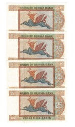 Burma 25 Kyat 1972 Seri Takipli (4 Adet ) ÇİL YKP8439 - 2