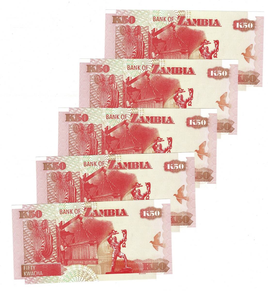 Zambiya 2009 Yılı 50 Kwacha (5 Adet) ÇİL YKP8816 - 2