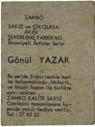 ZAMBO Sakızı Artistler Serisi GÖNÜL YAZAR # SKZ1424 - 2