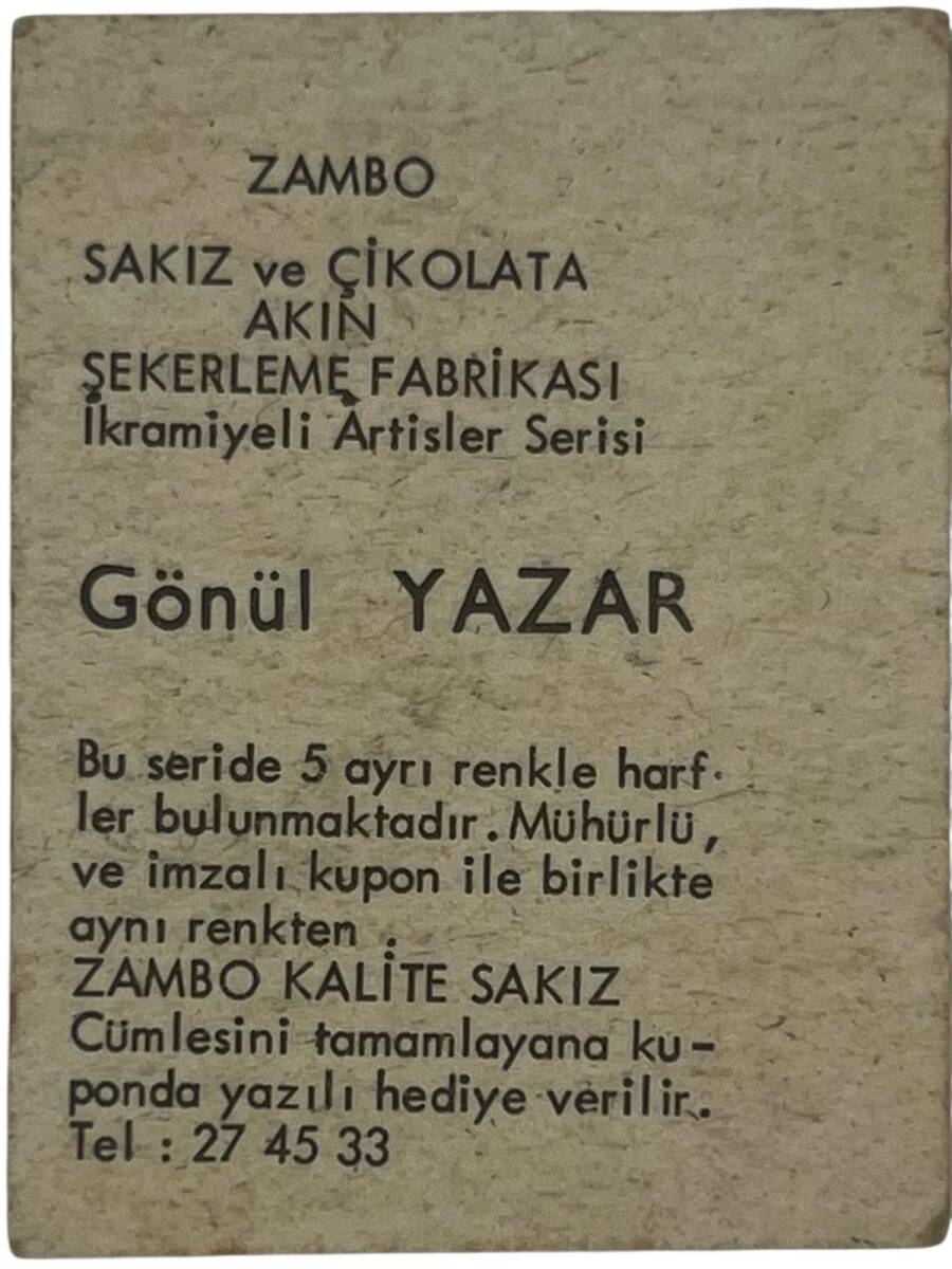 ZAMBO Sakızı Artistler Serisi GÖNÜL YAZAR # SKZ1424 - 2
