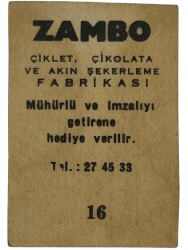 ZAMBO Sakızı Artistler Serisi No 16 Samim Meriç # SKZ1433 - 2