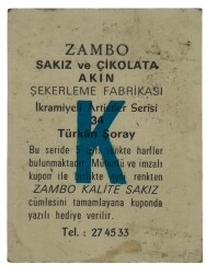 ZAMBO Sakızı Artistler Serisi No 34 Türkan Şoray # SKZ1436 - 2