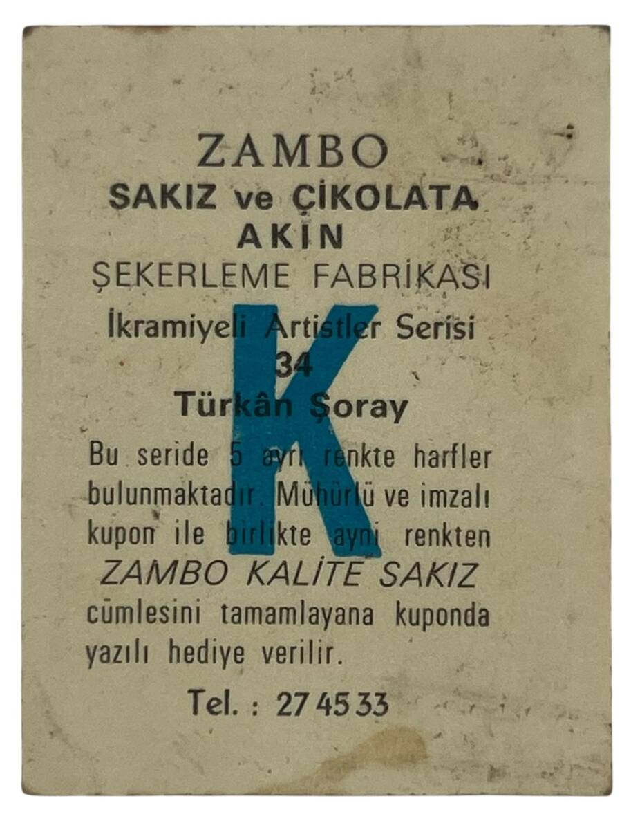 ZAMBO Sakızı Artistler Serisi No 34 Türkan Şoray # SKZ1436 - 2