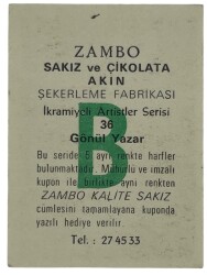 ZAMBO Sakızı Artistler Serisi No 36 Gönül Yazar # SKZ1441 - 2