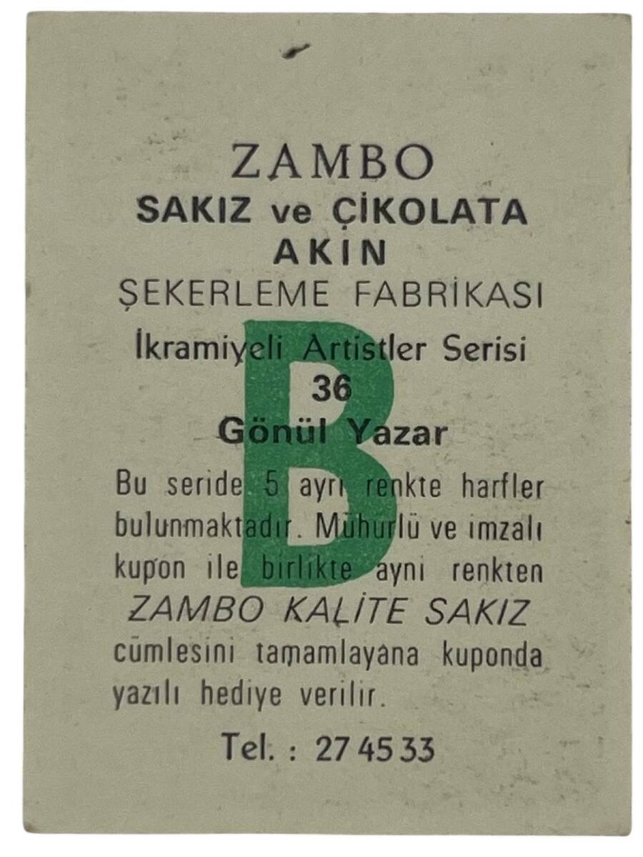 ZAMBO Sakızı Artistler Serisi No 36 Gönül Yazar # SKZ1441 - 2