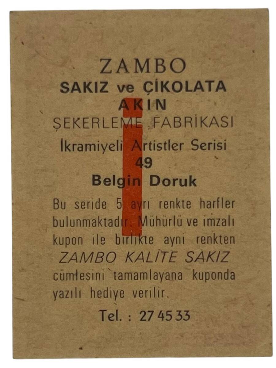 ZAMBO Sakızı Artistler Serisi No 49 Belgin Doruk # SKZ1435 - 2