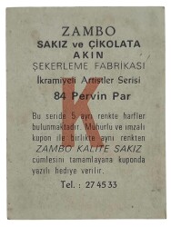 ZAMBO Sakızı Artistler Serisi No 84 Pervin Par # SKZ1443 - 2