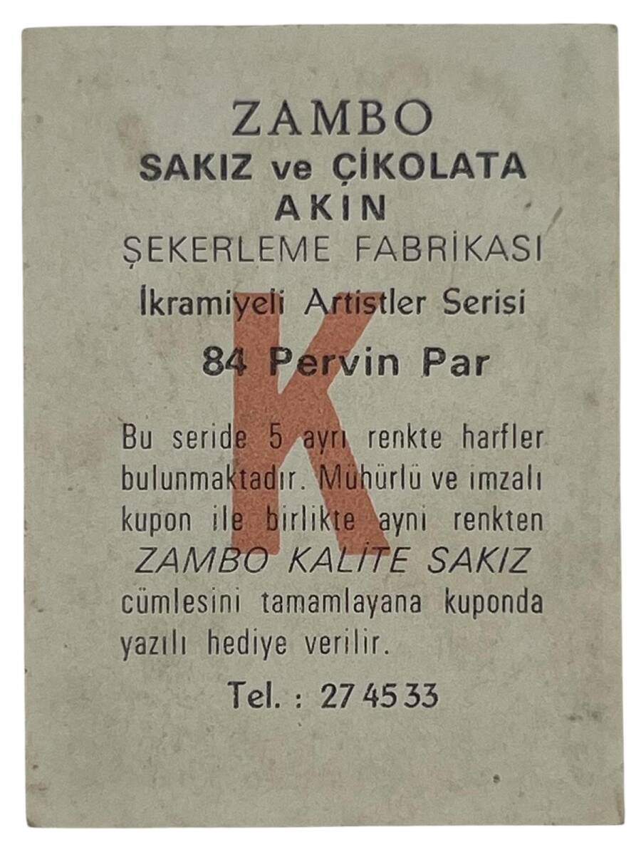 ZAMBO Sakızı Artistler Serisi No 84 Pervin Par # SKZ1443 - 2