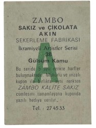 ZAMBO Sakızı İkramiyeli Artistler Serisi No 38 Gülsüm Kamu # SKZ1426 - 2