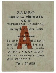 ZAMBO Sakızı İkramiyeli Artistler Serisi No 50 Leyla Sayar # SKZ1413 - 2