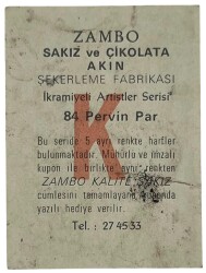 ZAMBO Sakızı İkramiyeli Artistler Serisi No 84 Pervin Par # SKZ1415 - 2