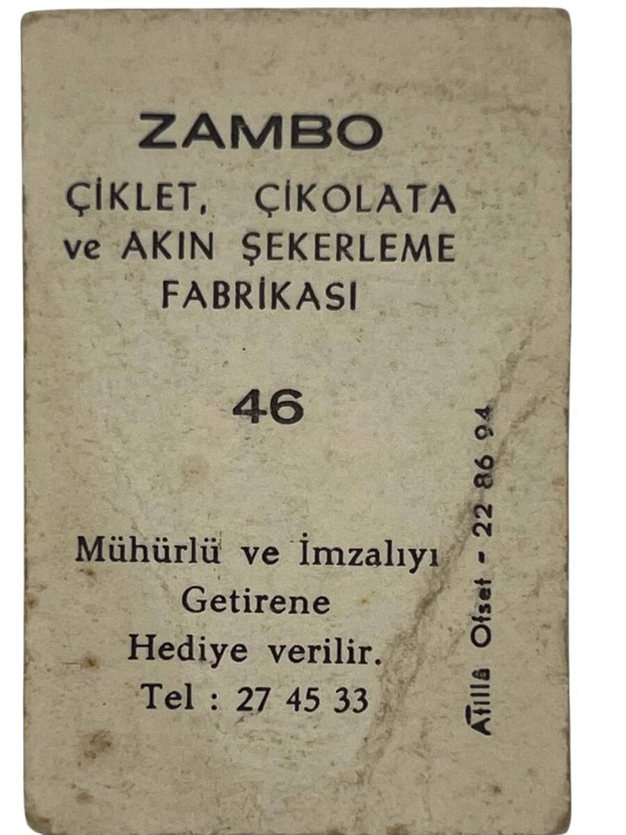 ZAMBO Sakızı Kartları No 46 MUHTEREM NUR # SKZ1629 - 2