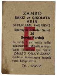 ZAMBO Sakızı Kartları No 26 SEVDA FERDAĞ # SKZ1633 - 2