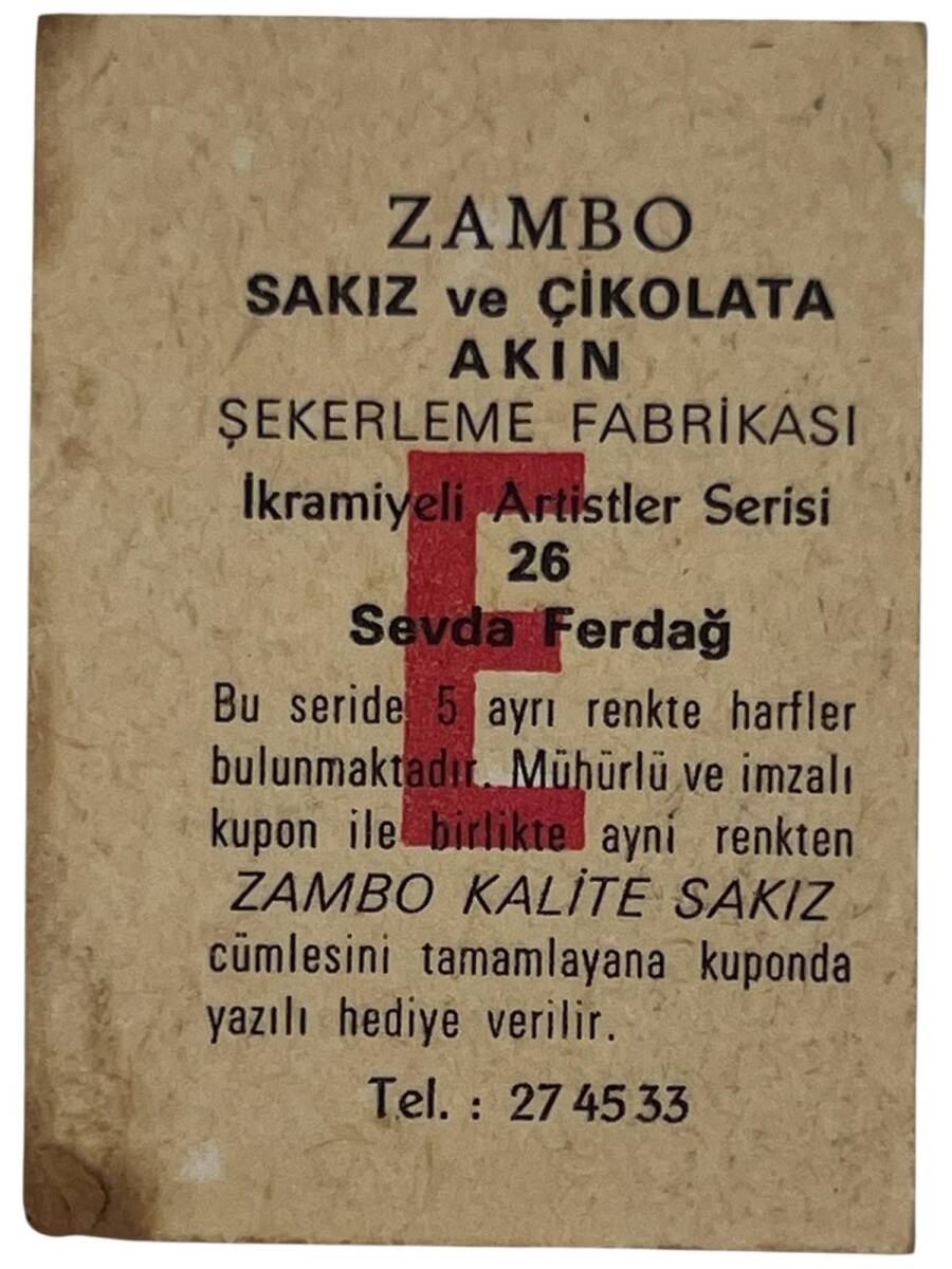 ZAMBO Sakızı Kartları No 26 SEVDA FERDAĞ # SKZ1633 - 2