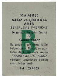 ZAMBO Sakızı Kartları No 36 GÖNÜL YAZAR # SKZ1644 - 2