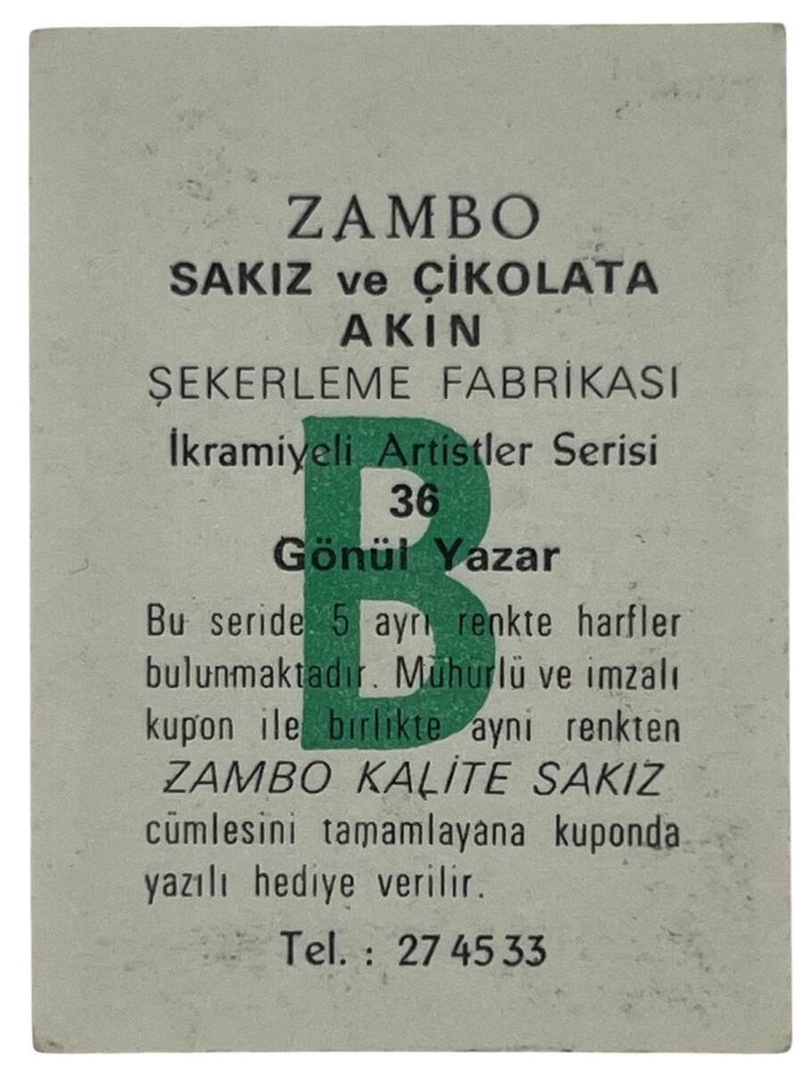 ZAMBO Sakızı Kartları No 36 GÖNÜL YAZAR # SKZ1644 - 2