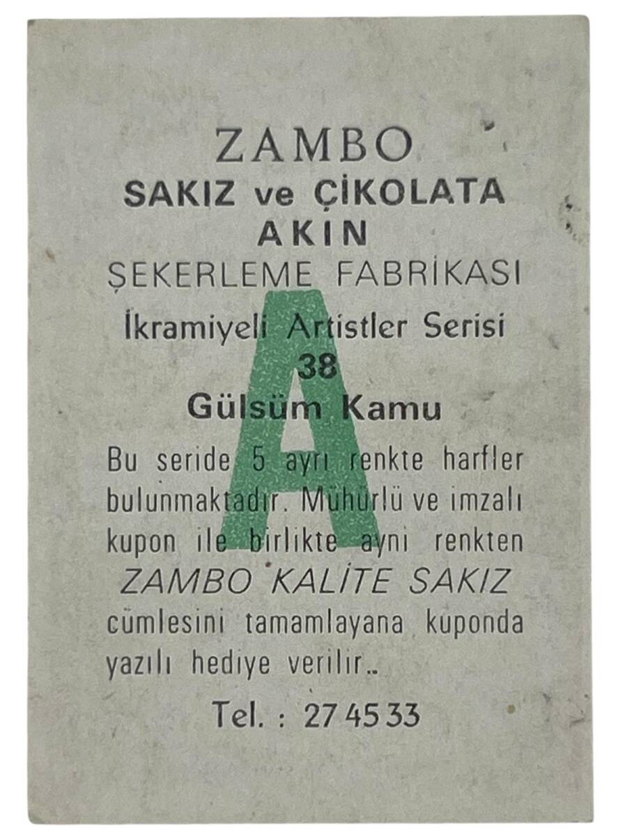 ZAMBO Sakızı Kartları No 38 GÜLSÜM KAMU # SKZ1643 - 2