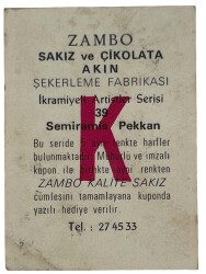 ZAMBO Sakızı Kartları No 39 SEMRAMİS PEKKAN # SKZ1641 - 2