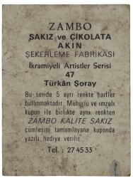 ZAMBO Sakızı Kartları No 47 TÜRKAN ŞORAY # SKZ1638 - 2