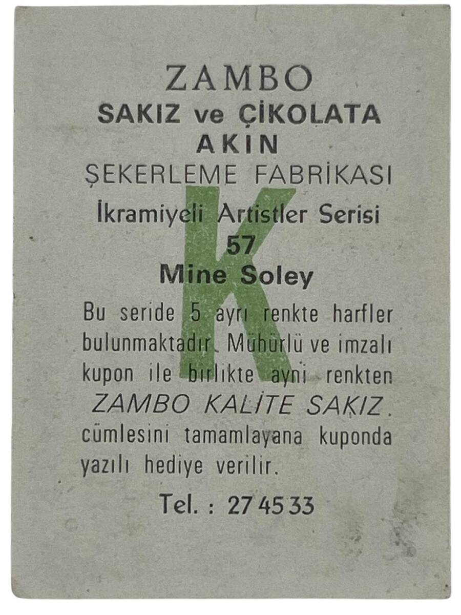 ZAMBO Sakızı Kartları No 57 MİNE SOLEY# SKZ1639 - 2