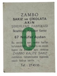 ZAMBO Sakızı Kartları No 67 NİLÜFER AYDAN # SKZ1635 - 2