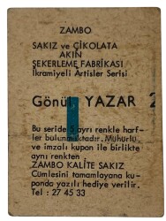 ZAMBO Sakızı Kartları No GÖNÜL YAZAR # SKZ1631 - 2