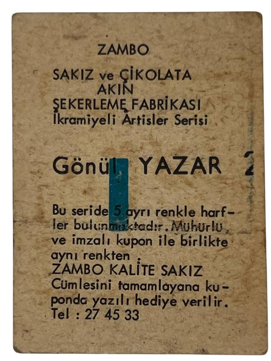 ZAMBO Sakızı Kartları No GÖNÜL YAZAR # SKZ1631 - 2