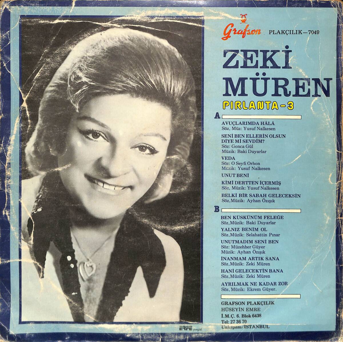 Zeki Müren – Pırlanta 3 | Grafson Plakçılık 33′lük LP (Long Play) PLAK (10/8.5) 