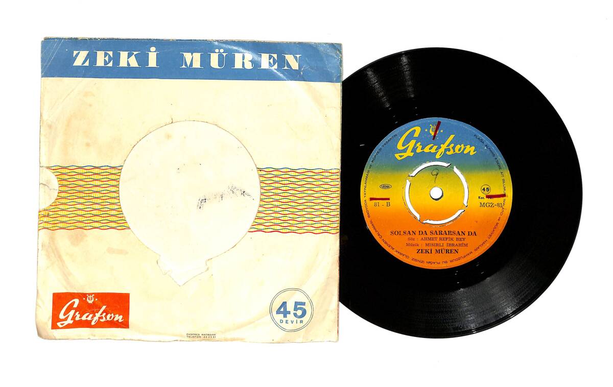 Zeki Müren – Solsan Da Sararsan Da / Şarap Mahzende Yıllanır 45’lik Plak (10/8) PLK26958 - 2