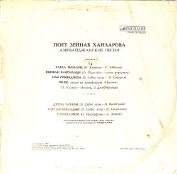 Zeynep Hanlarova - Azerbaycan Şarkıları LP PLAK (10/8) PLK26550 - 2
