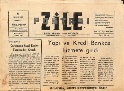 Zile Postası Gazetesi 3 Mart 1957 - Yapı Ve Kredi Bankası Hizmete Girdi GZ115714 - 1
