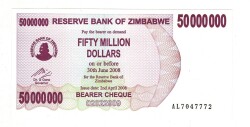 Zimbabve 50 Milyon Dolar 2008 ÇİL YKP8134 - 1