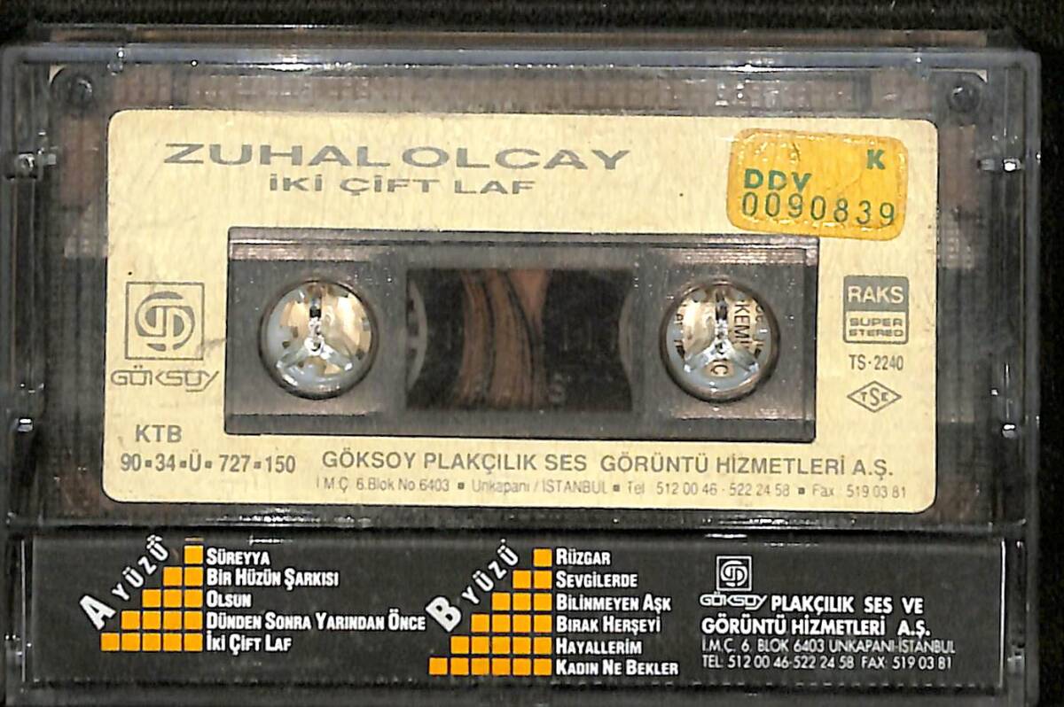 Zuhal Olcay – İki Çift Laf Orijinal Kaset (İkinci El) *Göksoy Plakçılık - Sarı Bandrol - 1990* KST29901 - 2