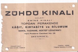 Zühdü Kınalı Kağıt Kırtasiye ve Bilimum Banka Yazıhane Mektep Levazımatı İstanbul. İhsan Kaya Gürel Giresun 1940 Yılı Antiye - 1